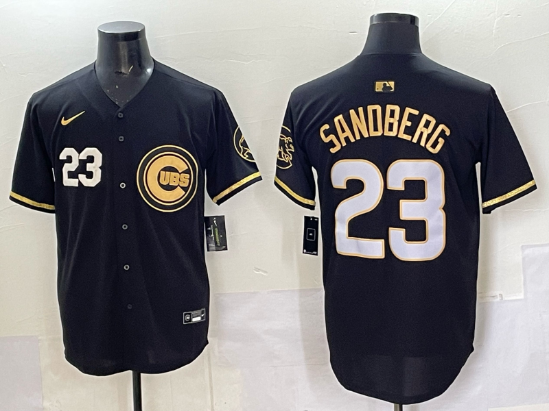 Men Chicago Cubs #23 Sandberg black Nike MLB 2025 Jersey 02